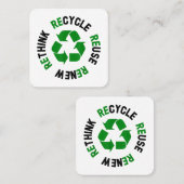 Recyclen hergebruik Herstel Herdenken Milieudag Aa Vierkante Visitekaartje (Voorkant / Achterkant)