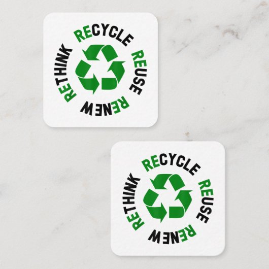 Recyclen hergebruik Herstel Herdenken Milieudag Aa Vierkante Visitekaartje (Voorkant / Achterkant)