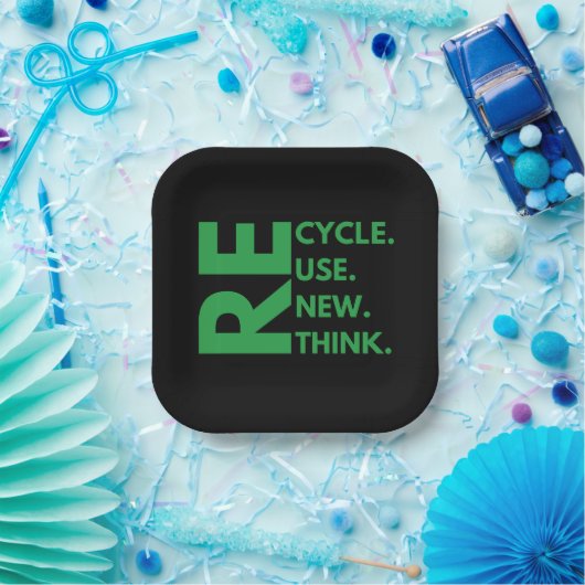 Recyclen Hergebruik Vernieuw Rethink Earth Day-omg Papieren Bordje (Feest)