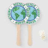 Recyclen Hergebruik vernieuwen Herdenken Handwaaier (Voorkant en achterkant)