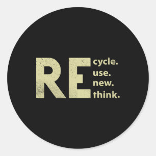 Recyclen Hergebruik Vernieuwen Rethink Earth Dag 1 Ronde Sticker