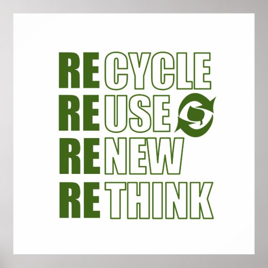 Recyclen hergebruik Vernieuwen Rethink Poster (Voorkant)
