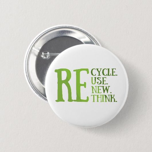 Recyclen hergebruik Vernieuwen Rethink Ronde Button 5,7 Cm (Voorkant /achterkant)