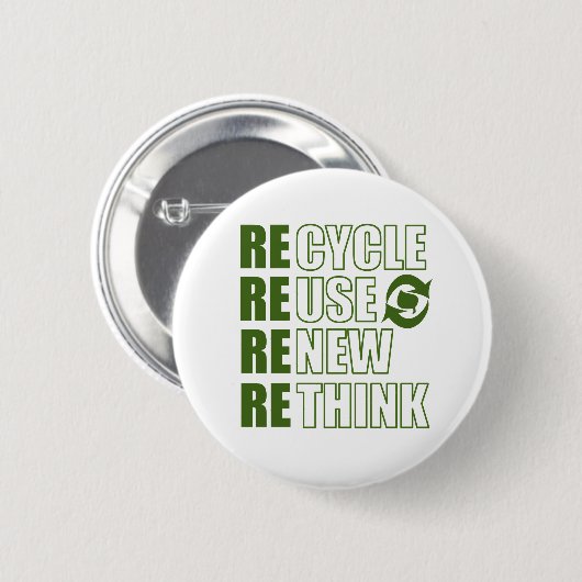 Recyclen hergebruik Vernieuwen Rethink Ronde Button 5,7 Cm (Voorkant /achterkant)