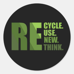 Recyclen hergebruik Vernieuwen Rethink Ronde Sticker