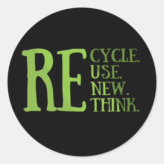 Recyclen hergebruik Vernieuwen Rethink Ronde Sticker (Voorkant)