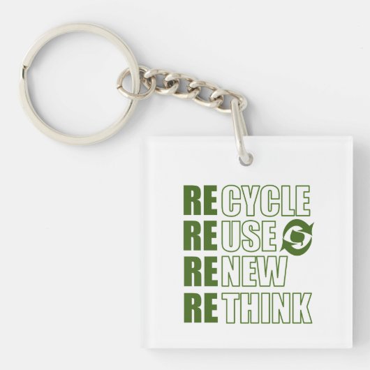 Recyclen hergebruik Vernieuwen Rethink Sleutelhanger (voorkant)