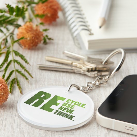 Recyclen hergebruik Vernieuwen Rethink Sleutelhanger (Voorkant Rechts)