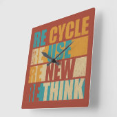 Recyclen hergebruik Vernieuwen Rethink Vierkante Klok (Hoek)
