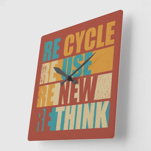 Recyclen hergebruik Vernieuwen Rethink Vierkante Klok (Hoek)