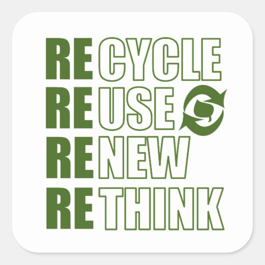 Recyclen hergebruik Vernieuwen Rethink Vierkante Sticker (Voorkant)