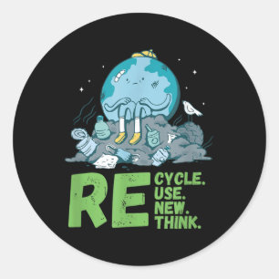 Recyclen Hergebruiken Herdenken Earth Day 2024 Act Ronde Sticker