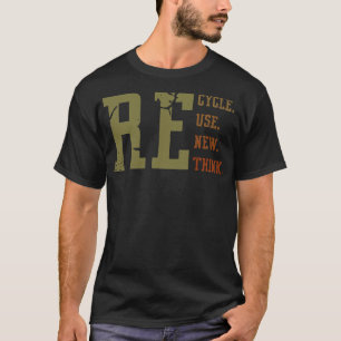 Recyclen Hergebruiken Herdenken Retro tekst T-shirt