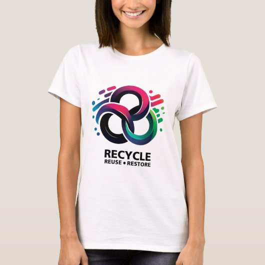 Recyclen, hergebruiken, terugzetten t-shirt (Voorkant)