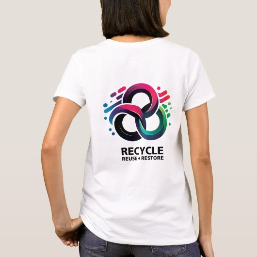Recyclen, hergebruiken, terugzetten t-shirt (Achterkant)