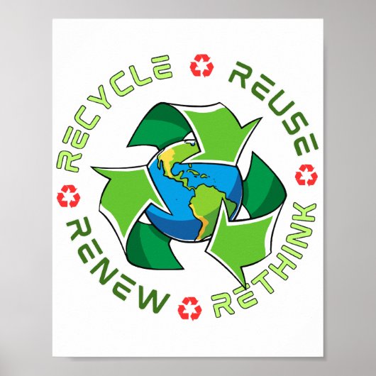 Recyclen, hergebruikt, vernieuwt, herdenkt. Red Pl Poster (Voorkant)