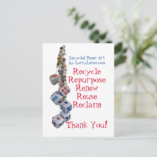 Recyclen, hergebruikt, vernieuwt, hergebruikt, rec briefkaart (Staand voorkant)