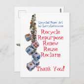 Recyclen, hergebruikt, vernieuwt, hergebruikt, rec briefkaart (Voorkant / Achterkant)