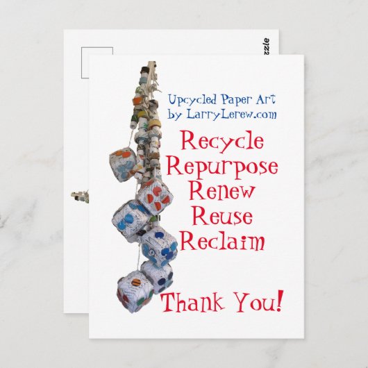 Recyclen, hergebruikt, vernieuwt, hergebruikt, rec briefkaart (Voorkant / Achterkant)