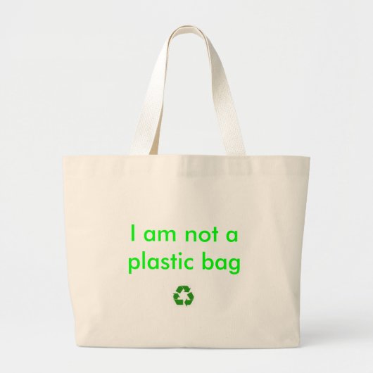 recyclen, ik ben geen plastic zak grote tote bag (Voorkant)