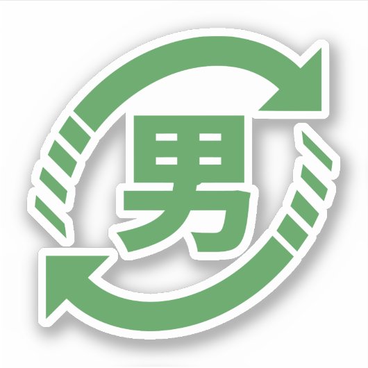 Recyclen Japanse jongens | Teken Kanji Nihongo Sticker (Voorkant)