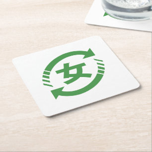 Recyclen Japanse meisjes   Teken Kanji Nihongo Kartonnen Onderzetters