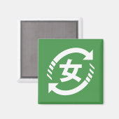 Recyclen Japanse meisjes | Teken Kanji Nihongo Magneet (Voorkant / Achterkant)