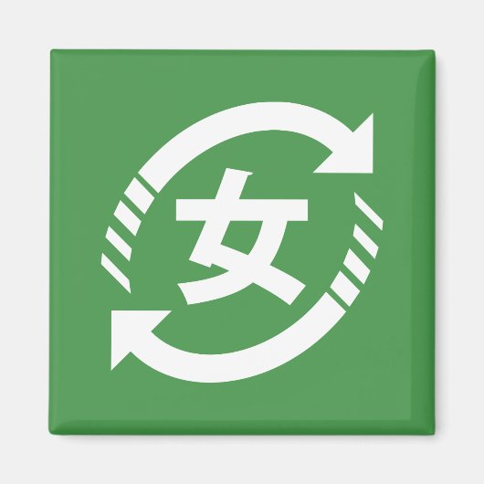 Recyclen Japanse meisjes | Teken Kanji Nihongo Magneet (Voorkant)
