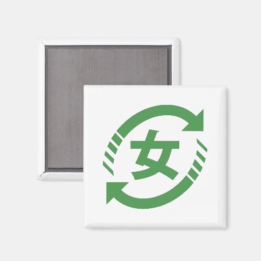 Recyclen Japanse meisjes | Teken Kanji Nihongo Magneet (Voorkant / Achterkant)