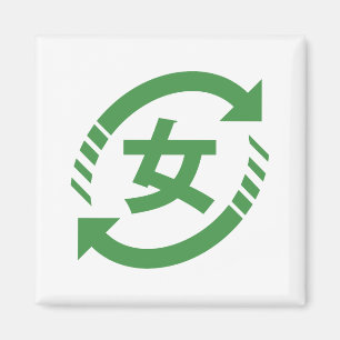 Recyclen Japanse meisjes   Teken Kanji Nihongo Magneet
