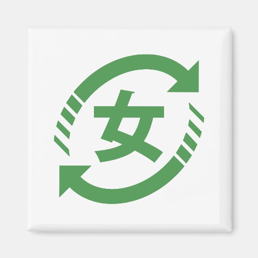 Recyclen Japanse meisjes | Teken Kanji Nihongo Magneet (Voorkant)