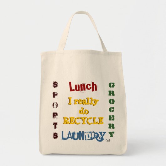 Recyclen kerrie tote bag (Voorkant)