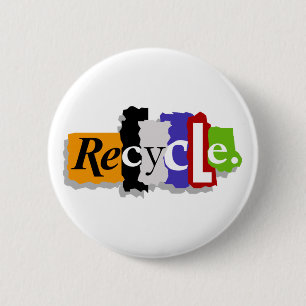 Recyclen knop ronde button 5,7 cm