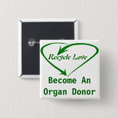 Recyclen liefde vierkante button 5,1 cm (Voorkant /achterkant)