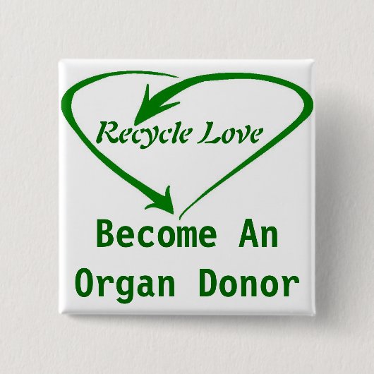 Recyclen liefde vierkante button 5,1 cm (Voorkant)