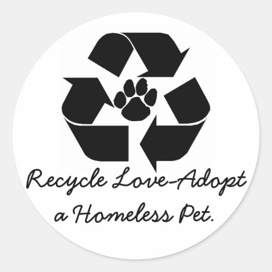 Recyclen liefdesadoptie van een Homeless Pet stick Ronde Sticker (Voorkant)