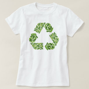 Recyclen Logo gemaakt van groene bladeren T-shirt