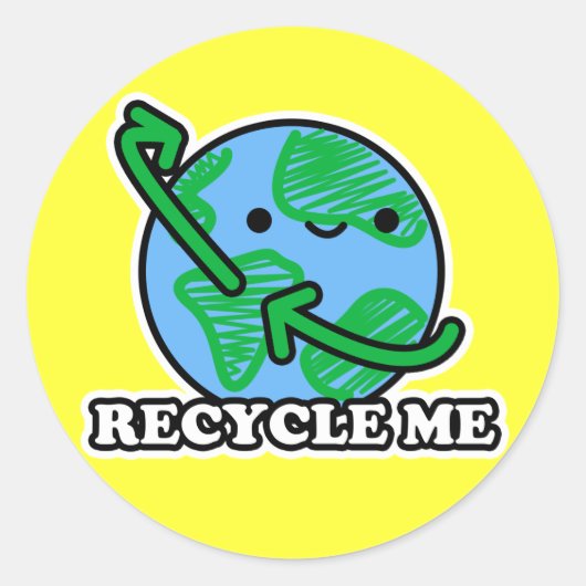 "Recyclen ME" Earth Stickers (geel) (Voorkant)