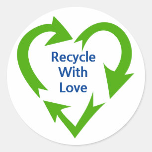 Recyclen met liefde ronde sticker