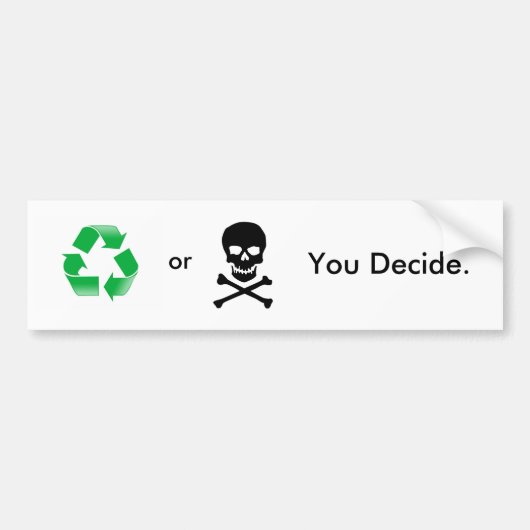 Recyclen of overlijdt: U beslist Bumpersticker (Voorkant)
