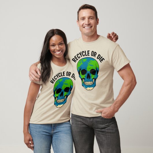 Recyclen of sterft Earth Skull Milieubewustzijn T-shirt (Unisex)