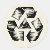 Recyclen ogen ronde sticker (Voorkant)