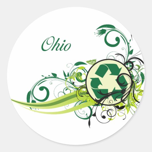 Recyclen Ohio Ronde Sticker (Voorkant)