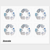 Recyclen plastic flessensymbool vierkante sticker (Vel)