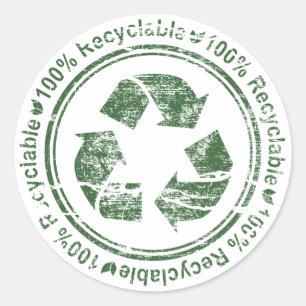 Recyclen ~ Recycleerbaar Hergebruik Green Earth Ronde Sticker