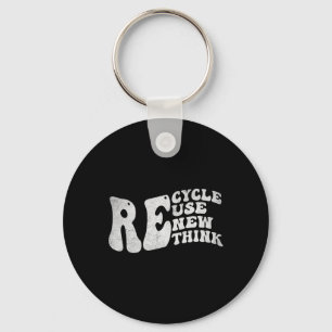 Recyclen Reuse Renethink Retro Groovy Earth Day Sleutelhanger