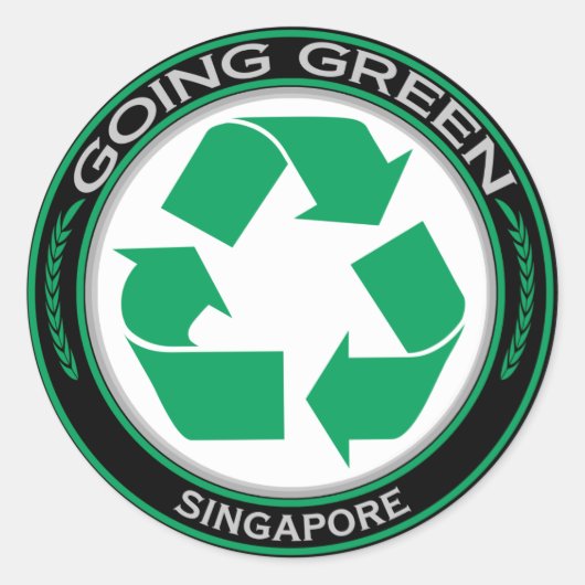 Recyclen Singapore Ronde Sticker (Voorkant)