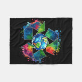 Recyclen symbool met aarde als ondersteuning voor fleece deken (Voorkant (Horizontaal))