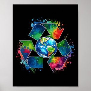 Recyclen symbool met aarde als ondersteuning voor poster