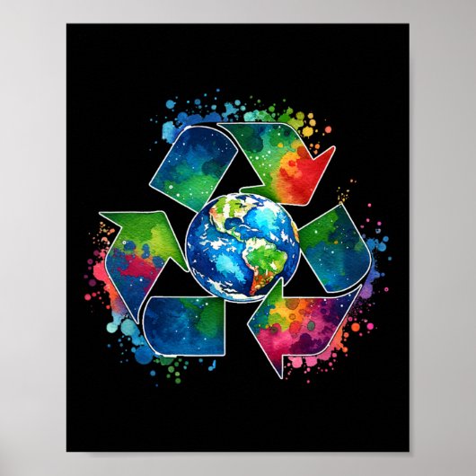 Recyclen symbool met aarde als ondersteuning voor  poster (Voorkant)